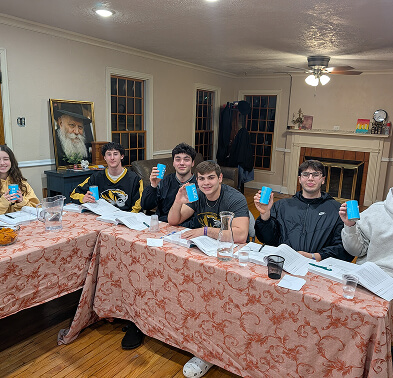 Students gathered at the Chabad House
